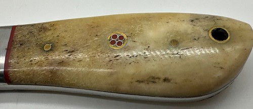 HANDMADE DAMASCUS FIXED BLADE KNIFE STEER BONE HANDLE & SHEATH 7 1/2” New - Picture 4 of 13