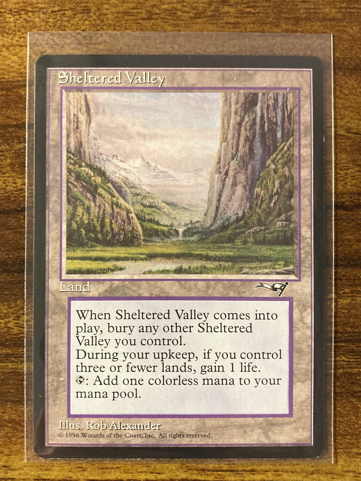 MTG✨SHELTERED VALLEY ✨Alliances NM/M RARE Land Reserve List 1996 Alexander Art
