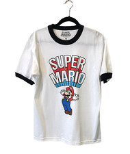Super Mario Bros Ringer White T-Shirt Medium 2019 Nintendo Gaming