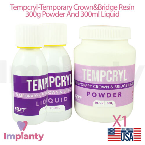 Dental Tempcryl Temporary Crown & Bridge 300g Powder 300ml Liquid Set
