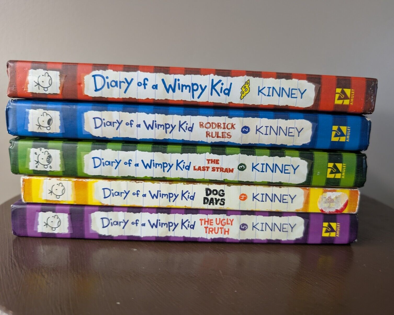 Lot of 5 Diary of a Wimpy Kid by Jeff Kinney, Books 1-5 (4 Hardcover, 1 PB)