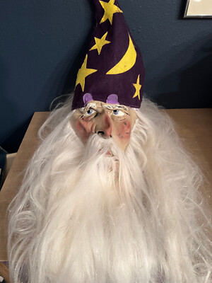 Wizard Merlin Halloween Mask Long White Beard Mario Chiodo Studios Adult 2004