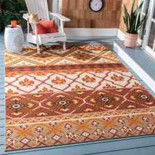 SAFAVIEH Outdoor VER097-0334 Veranda Collection Red / Beige Rug