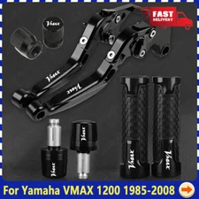 For Yamaha VMAX 1200 VAMX1200 CNC Handle Grips Cap Brake Clutch Levers Set 4PCS