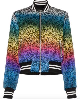 AMIRI BOMBERJACKE LEOPARDENMUSTER SEIDE SATIN LARGE