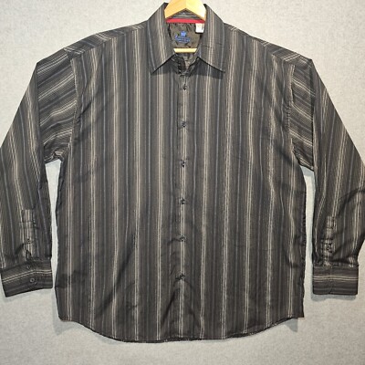 Attitude Gold Mens Abstract Button Down Shirt Size 4XL Striped