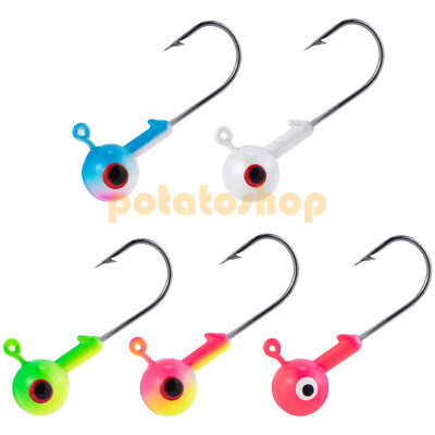 65 Pc Crappie Fishing Lures Kit - Underspin Jig Heads With Soft Plastic Worms For Trout, Bass, Walleye