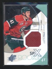 JUSTIN FALK 2010/11 10/11 SPX #165 ROOKIE USED WORN JERSEY #207/799 AD2716