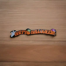 Amscan Vintage 6 ft Happy Halloween Banner Die Cut Jointed Ghost Vulture Pumpkin