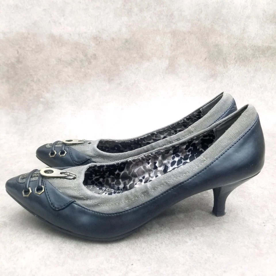 Zapatos de salón Kathy Van Zeeland para mujer VZHIL talla 6,5 gris negro sin cordones de tacón de gatito Foto 4 de 4