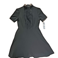 NEW Tahari Arthur S Levine 4P Black Lace Dress High Neck A-Line Cocktail Wedding