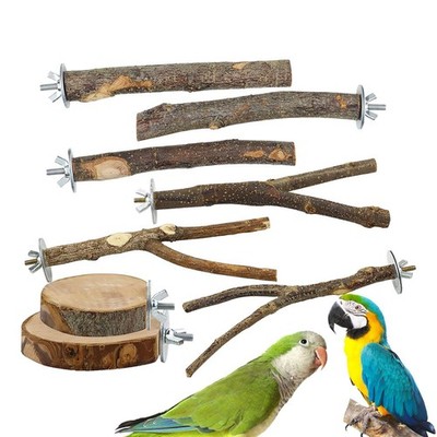 8 Stück Vogelkäfig Ast Haustier Vogel Spielzeug Vogel Schleifen Krallen Holz Spielen Klettern für