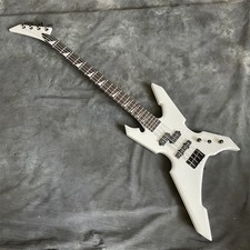 Special Shape 4 String White Electric Bass Guitar Basswood Body Black Hardware