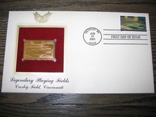 2001 Legendary Playing Fields Crosley Field Golden Cover Stamp Replica