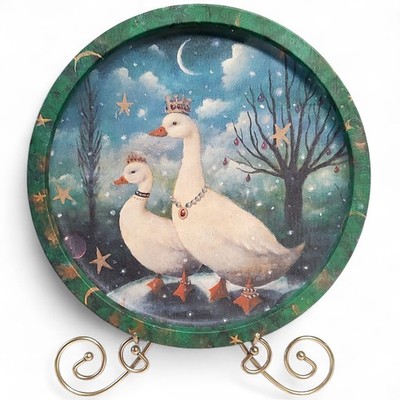 Vintage Royal Geese Stephen Mackey Decorative Tin Plate 13''