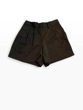 Quince Women's Stretch Crepe Pleated Dress Shorts in Black size 6