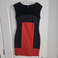 Banana Republic Colorblock Sheath Dress Women's Size 0 Black Red Sleeveless Zip