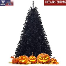 6FT Black Artificial Tree Halloween Decor Sturdy Metal Stand 1036 Branch Tips US