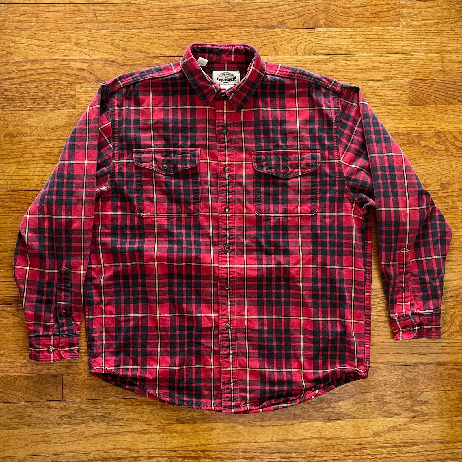 VTG Eddie Bauer Legends Men's Red Check Shirt Large Long Sleeve Flannel Outdoor