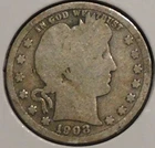 Silver Quarter - Barber - 1908-S (Rare date) - Set Break