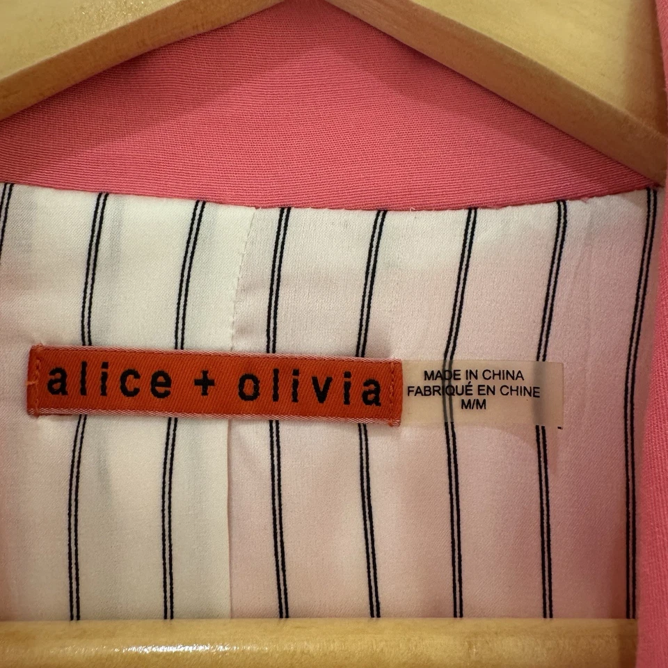 Alice + Olivia Neon Hot Pink Blazer Notch Collar Lined Button Closure Size M - Image 3 of 4