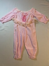 Vintage Candlestick Ballerina One Piece Pajama Girls Size 4T Pink Ruffle Trim