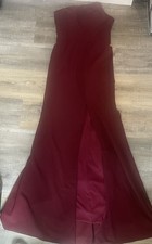 90s VTG Betsy Adam Red Ruched Evening Gown Formal Dress Sz 4 USA Made Strapless