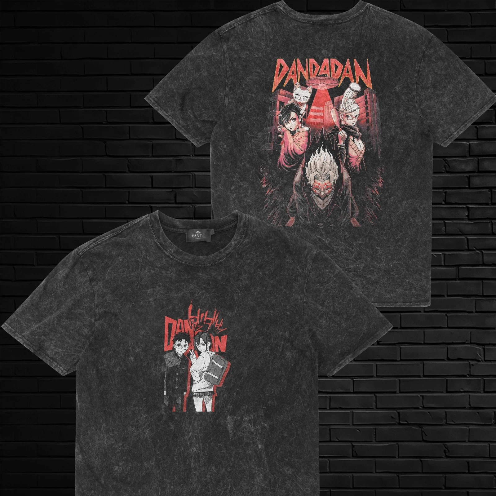 Okarun & Turbo Granny Anime T-Shirt Acid Wash Cotton Graphic Tee
