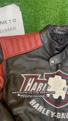 New Harley Davidson Mens Black & Red Motorcycle Jacket Real