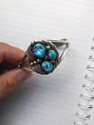 Vintage 1970s Navajo Turquoise Silver Cuff Signed By Dino — photo 6