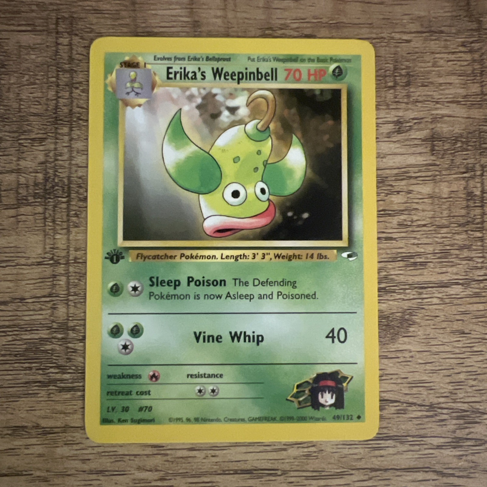 Pokemon TCG Erika's Weepinbell 49/132 1st Edition Gym Heroes Uncommon NM