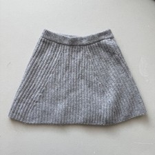 Zara Girls Size 8-9 130 Ribbed Knit Skater Skirt Heather Gray Stretch