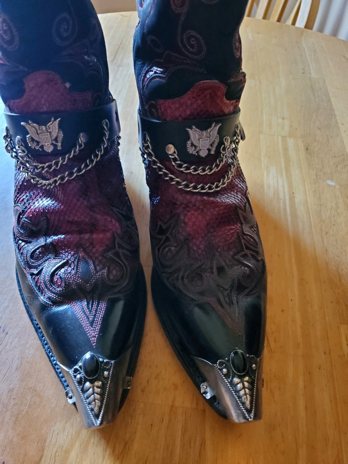 Vtg-SENDRA RED PYTHON Harness METAL TOE  WESTERN … - image 8