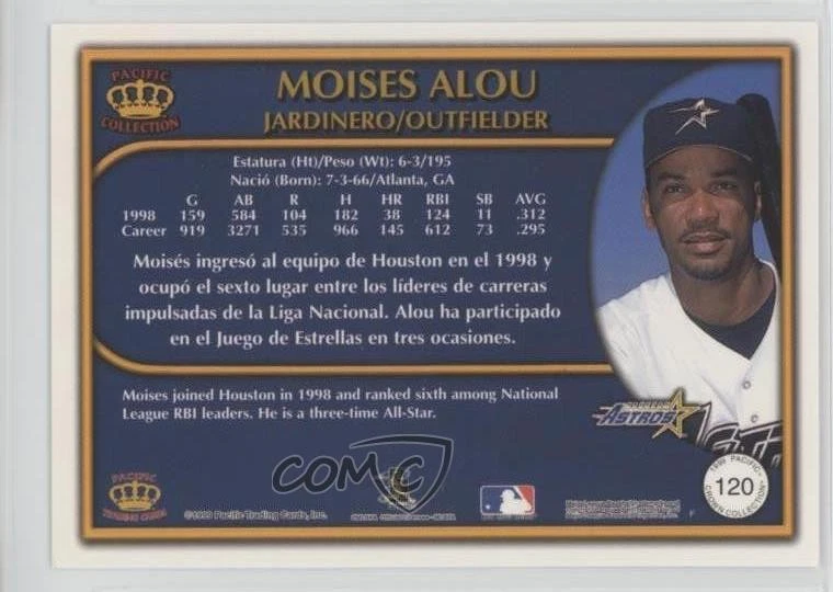 1999 Pacific Crown Collection Moises Alou #120 - Image 2 of 2