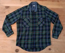 Vtg Fieldmaster Wool Blend Shirt Shacket Mens Tall L LT Green Plaid Outdoors