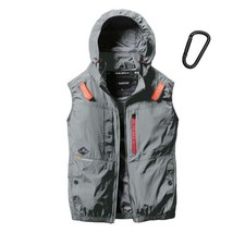 BURTLE AC2084 Gilet raffreddato a ventola con cappuccio ventilatore posteriore alto cablaggio completo acciaio grigio 3XL