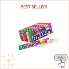 Mentos Chewy Mint Candy Roll, Rainbow, Non Melting, Party, 14 Pieces (Bulk Pack 