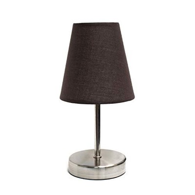  LT2013-BWN Sand Nickel Mini Basic Table Lamp with Fabric Shade, Brown 