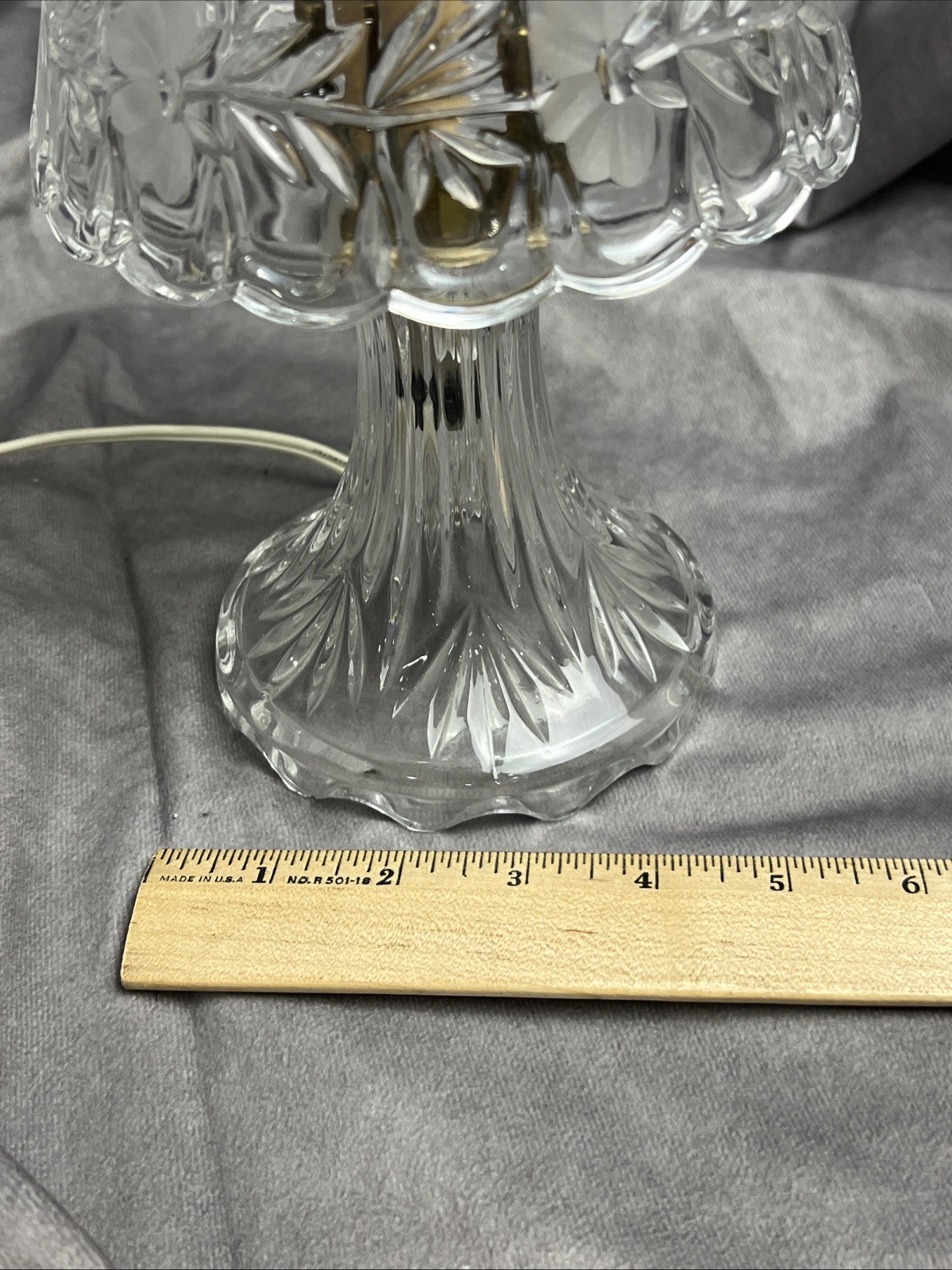 Vintage Princess House Clear Glass Crystal Lamp Romance Collection  Bedside