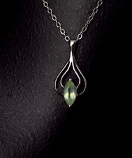 Anhänger Silber 925 Prehnit grün Brillance Zertifikat - attraktiv & elegant