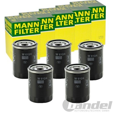 5x MANN-FILTER W 610/4 ÖLFILTER MIT EINEM RÜCKLAUFSPERRVENTIL ANSCHRAUBFILTER