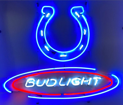 Indianapolis Colts Beer 24''x20'' Neon Sign Glass Light Lamp Cave Garage Bar Decor