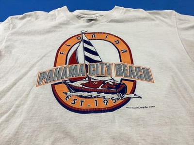 Vintage Florida T Shirt Mens XL White 2001 Panama City Beach Pre Shrunk Souvenir