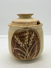 Studio Pottery Stoneware Lidded Jar Crock Honey Pot Signed