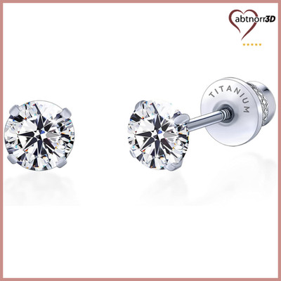 Limerencia Titan Ohrringe 5mm Weiß mit Schraubverschluss für Damen Herren, G23