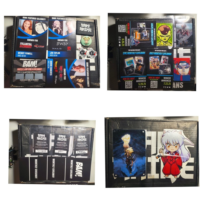 Bam Anime Fan Box Lot, Stickers, Pin, Autographed Photos