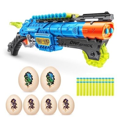 XSHOT Dino Attack Claw Hunter Blaster mit 24 Darts und 6 Eiern, Blau, 27 m Reich