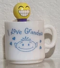 Vintage Milk Glass Child's Kids ~ I Love Grandma ~ Hot Chocolate Mug Hazel Atlas