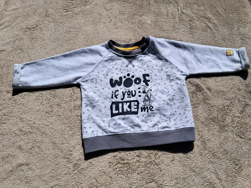 Süßer Baby Pullover, ergee, hellgrau, Hundemotiv, Gr. 74, RÄUBERTEIL, s. Fotos
