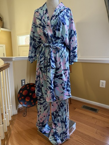 adidas originals blue tie dye robe kimono / Satin Pants GL6422 / GL6424